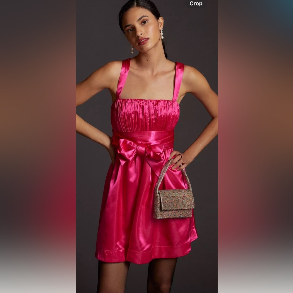 NWT Anthropologie size 8 bow tie mini dress in pink